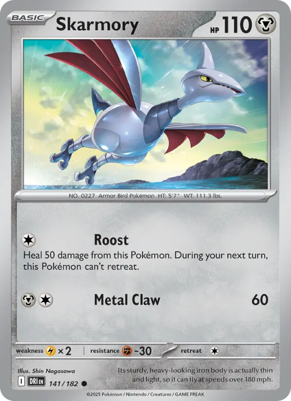Skarmory Common Pokemon card #141 from Destined Rivals