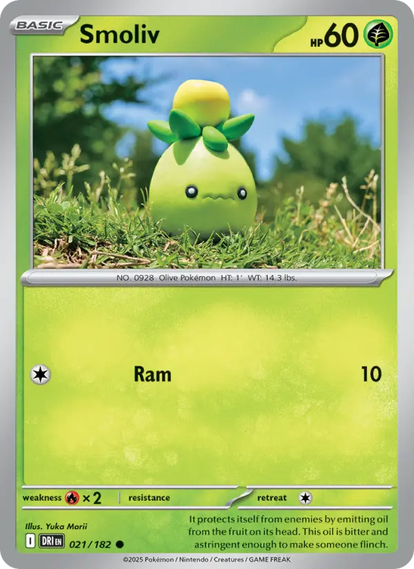 Smoliv Common Pokemon card #021 from Destined Rivals