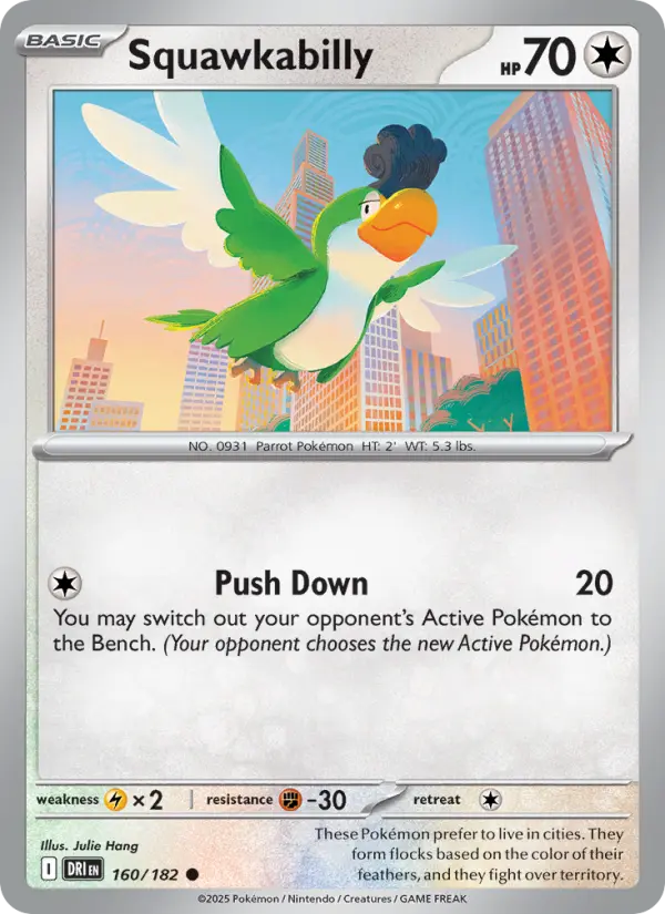 Squawkabilly Common Pokemon card #160 from Destined Rivals