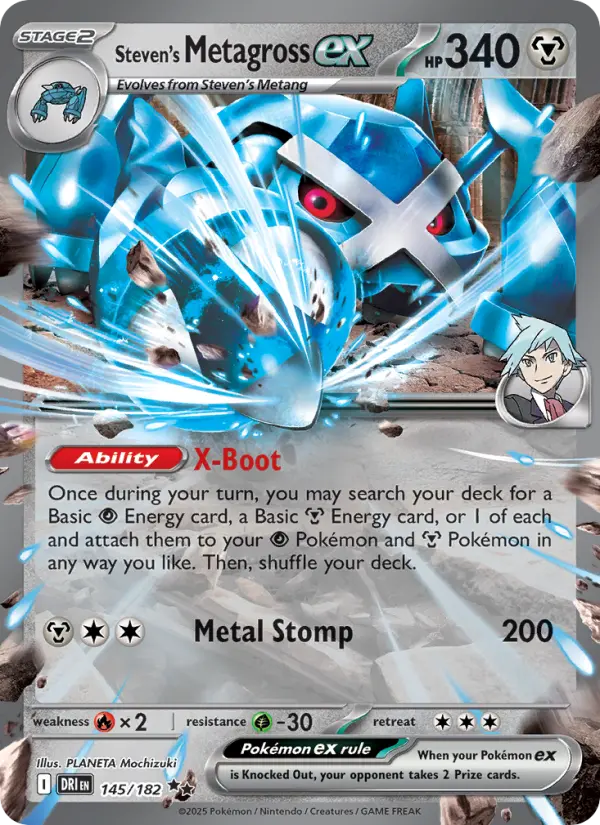 Steven's Metagross ex Double rare Pokemon card #145 from Destined Rivals