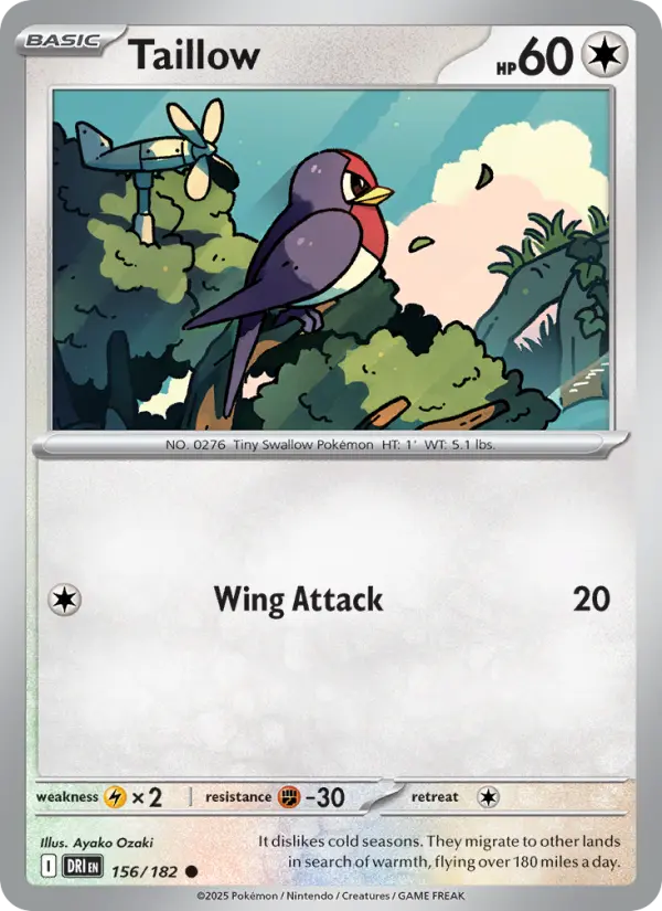 Taillow Common Pokemon card #156 from Destined Rivals