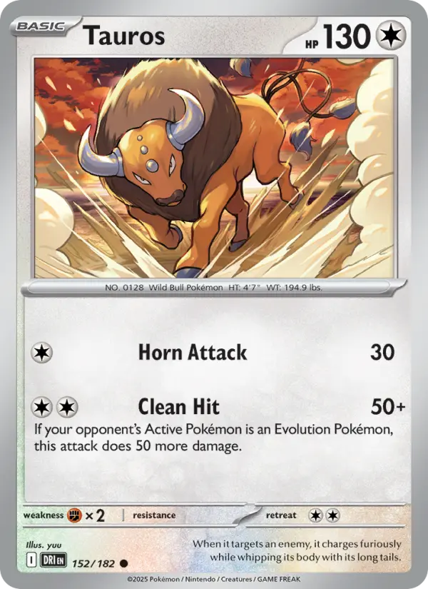 Tauros Common Pokemon card #152 from Destined Rivals