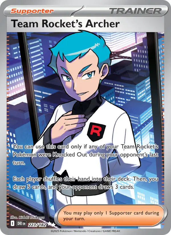 Team Rocket's Archer Ultra Rare Pokemon card #223 from Destined Rivals