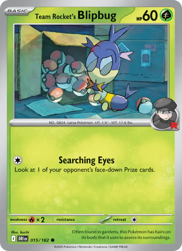 Team Rocket's Blipbug Common Pokemon card #015 from Destined Rivals
