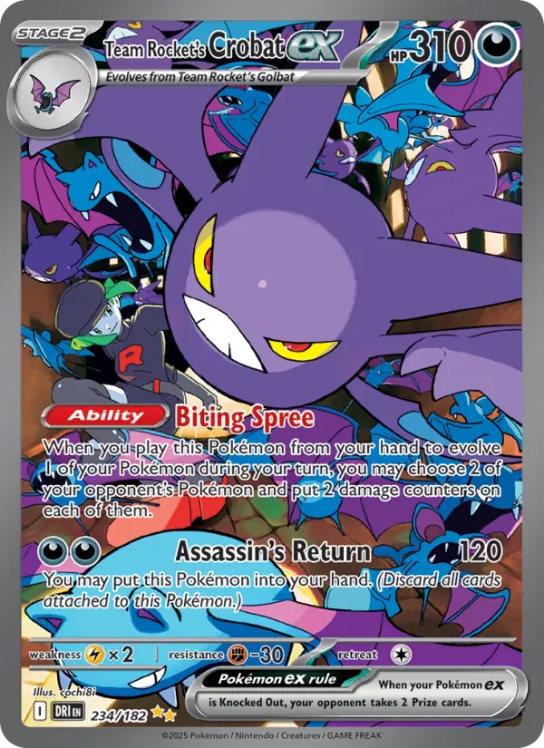 Team Rocket's Crobat ex Special illustration rare Pokemon card #234 from Destined Rivals