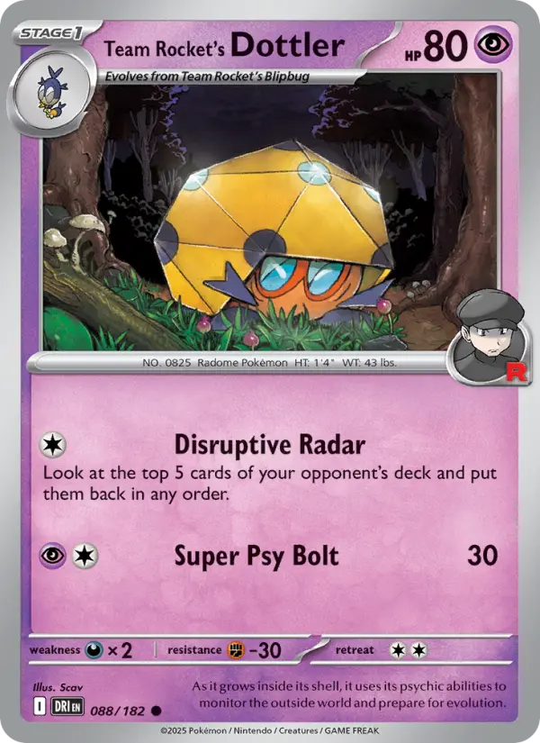 Team Rocket's Dottler Common Pokemon card #088 from Destined Rivals