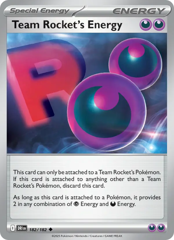 Team Rocket's Energy Uncommon Pokemon card #182 from Destined Rivals