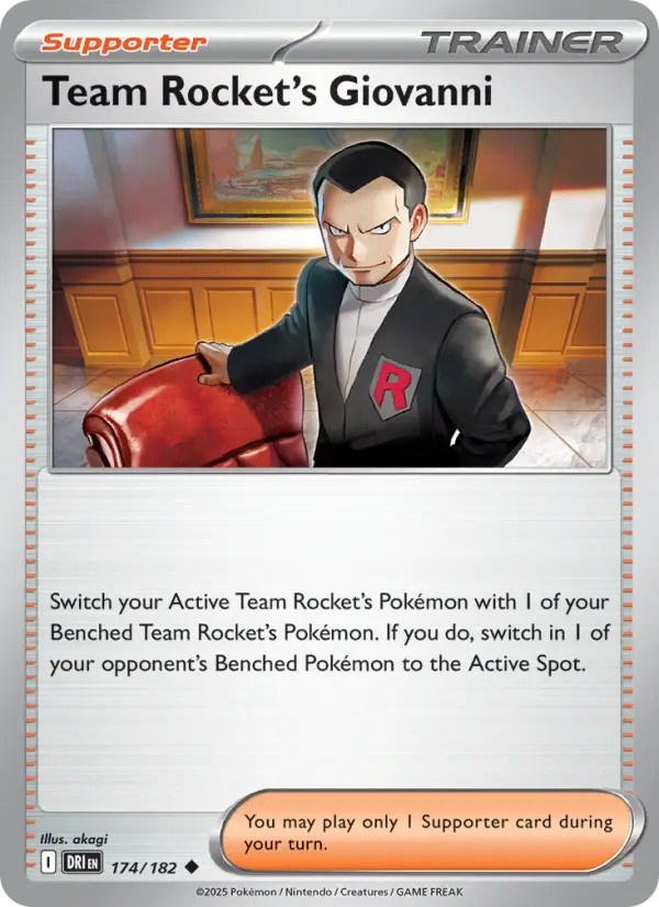 Team Rocket's Giovanni Uncommon Pokemon card #174 from Destined Rivals