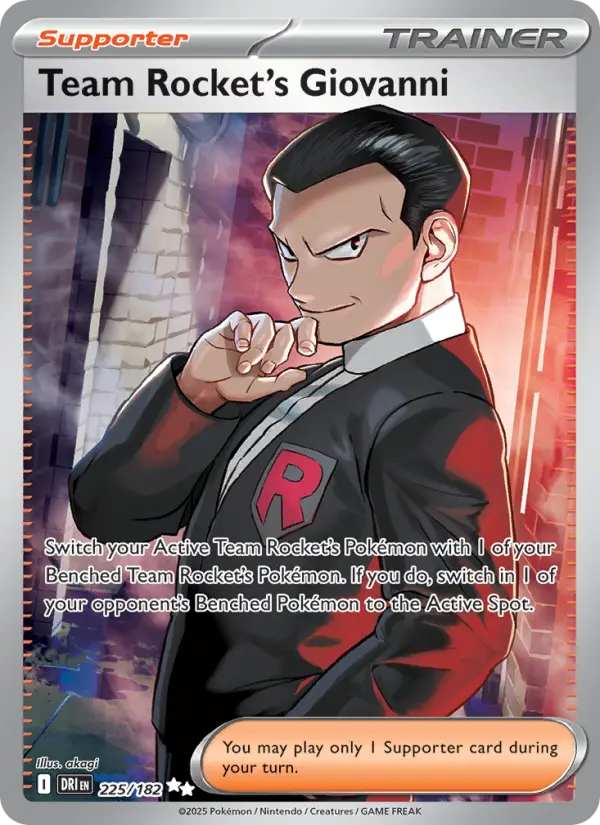 Team Rocket's Giovanni Ultra Rare Pokemon card #225 from Destined Rivals