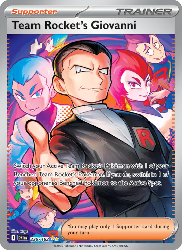 Team Rocket's Giovanni Special illustration rare Pokemon card #238 from Destined Rivals
