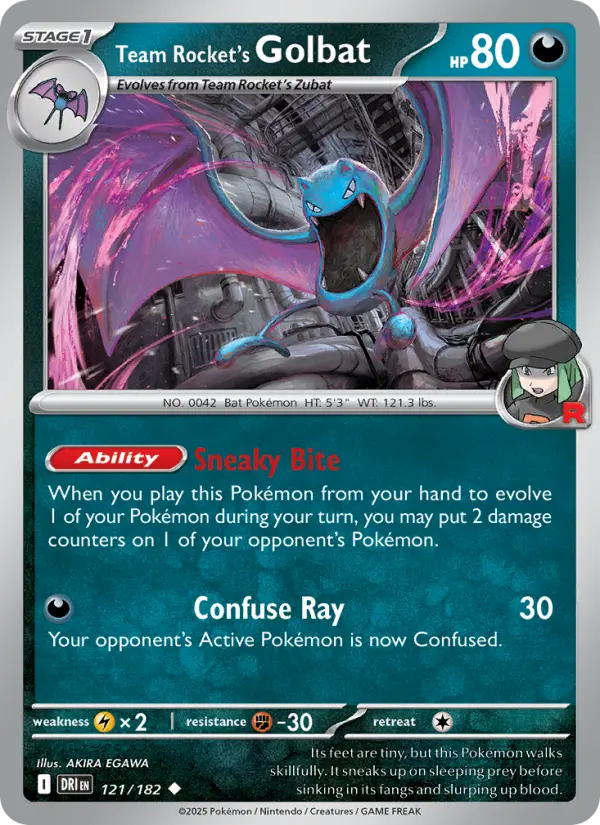 Team Rocket's Golbat Uncommon Pokemon card #121 from Destined Rivals