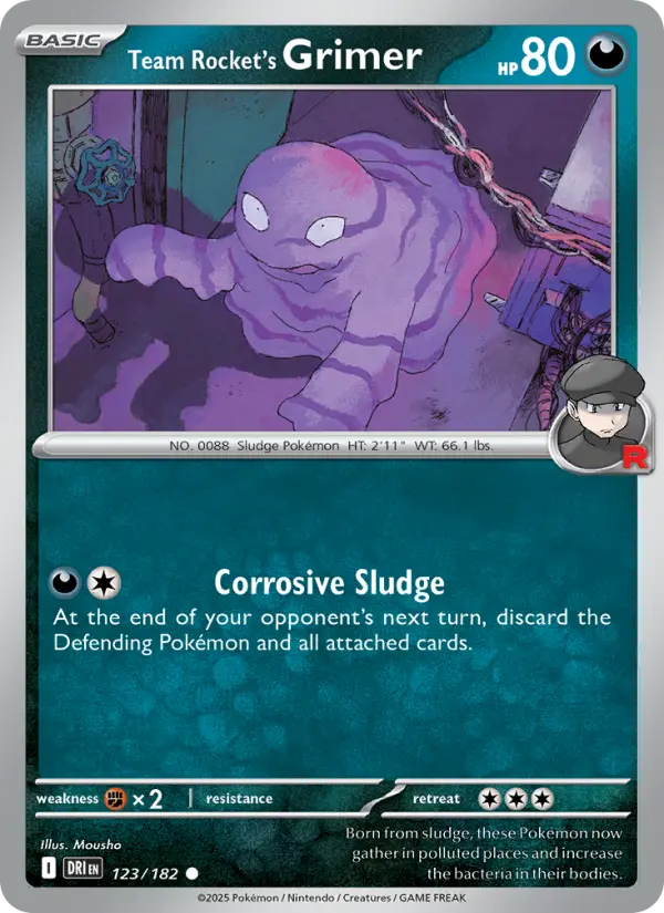 Team Rocket's Grimer Common Pokemon card #123 from Destined Rivals