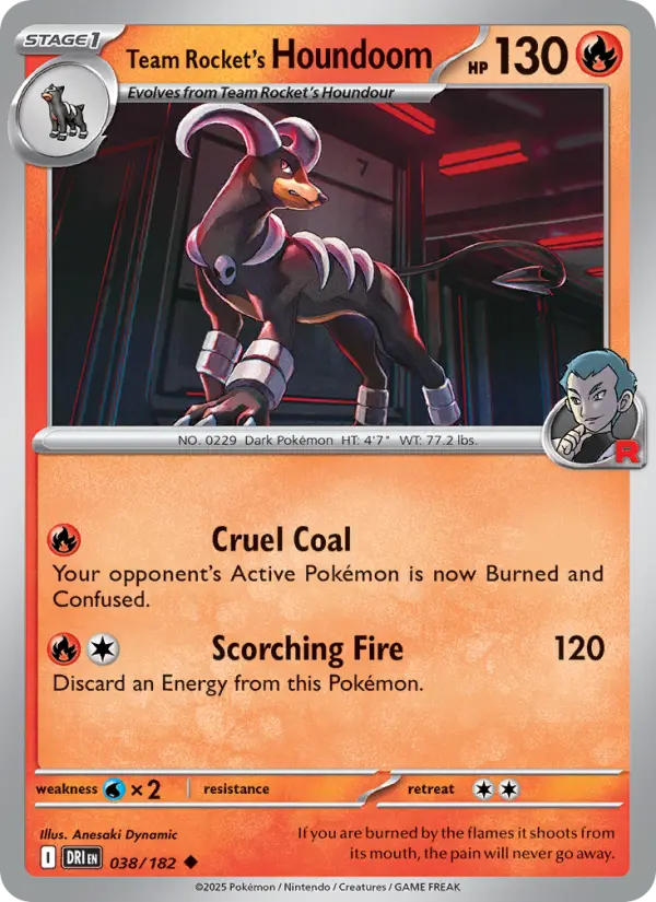 Team Rocket's Houndoom Uncommon Pokemon card #038 from Destined Rivals
