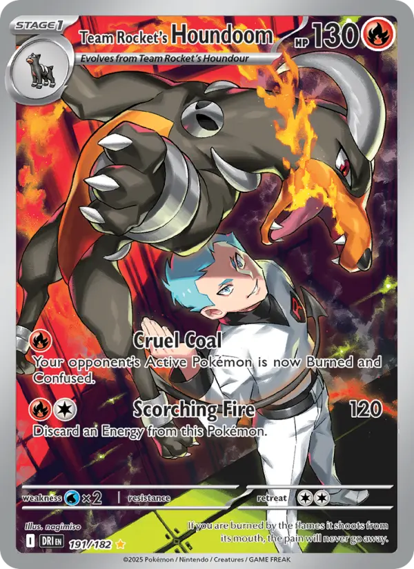 Team Rocket's Houndoom Illustration rare Pokemon card #191 from Destined Rivals