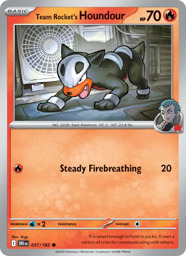 Team Rocket's Houndour Common Pokemon card #037 from Destined Rivals