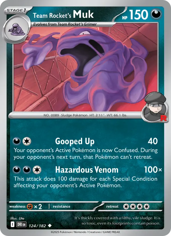 Team Rocket's Muk Uncommon Pokemon card #124 from Destined Rivals