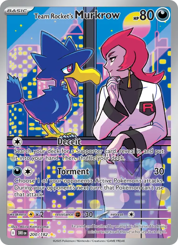 Team Rocket's Murkrow Illustration rare Pokemon card #200 from Destined Rivals