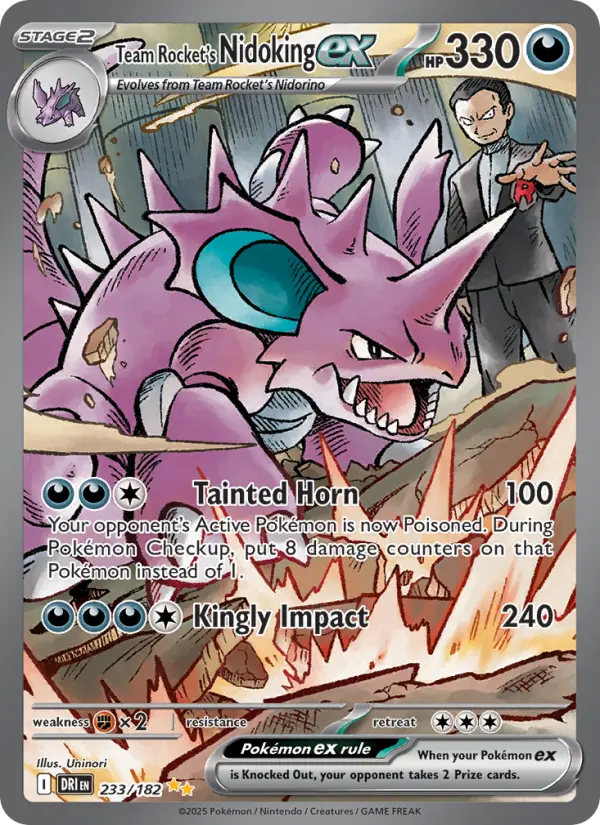 Team Rocket's Nidoking ex Special illustration rare Pokemon card #233 from Destined Rivals