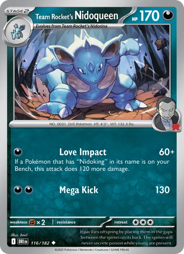 Team Rocket's Nidoqueen Uncommon Pokemon card #116 from Destined Rivals
