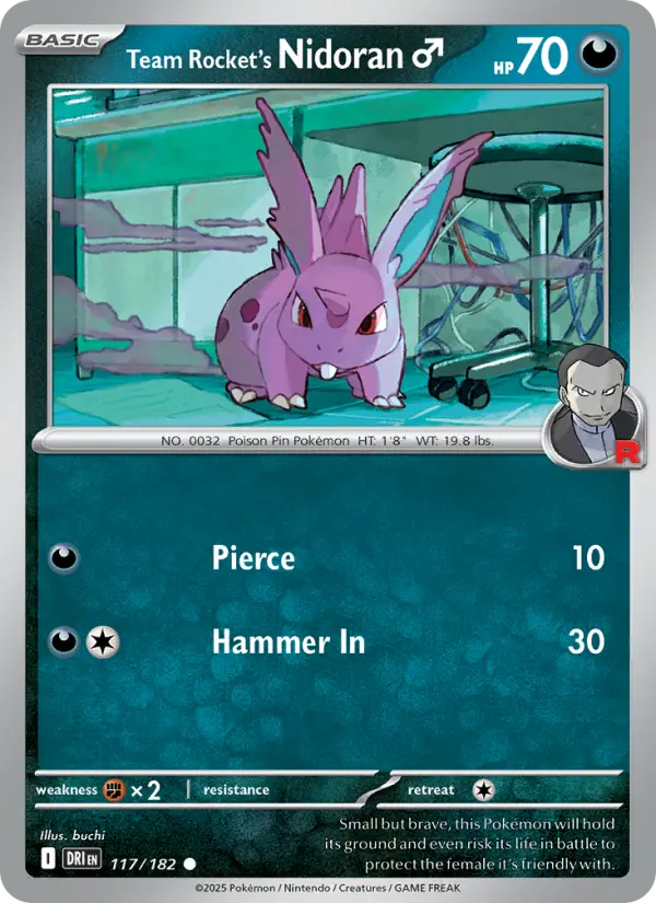 Team Rocket's Nidoran♂ Common Pokemon card #117 from Destined Rivals