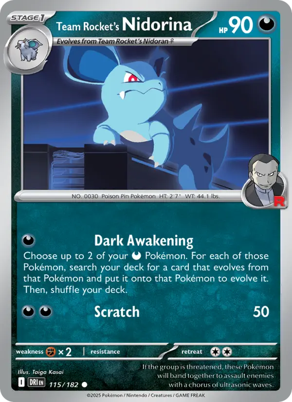 Team Rocket's Nidorina Common Pokemon card #115 from Destined Rivals