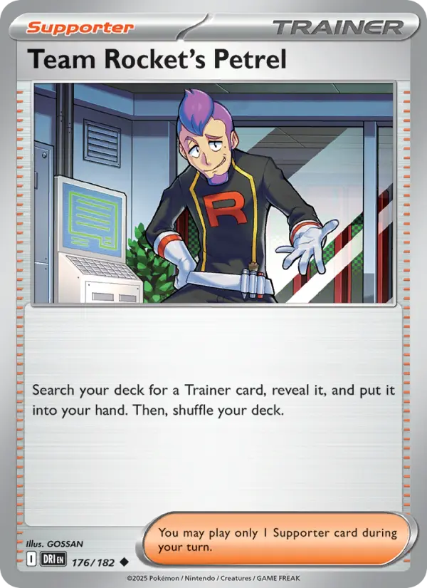 Team Rocket's Petrel Uncommon Pokemon card #176 from Destined Rivals