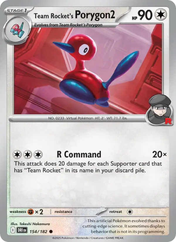 Team Rocket's Porygon2 Common Pokemon card #154 from Destined Rivals