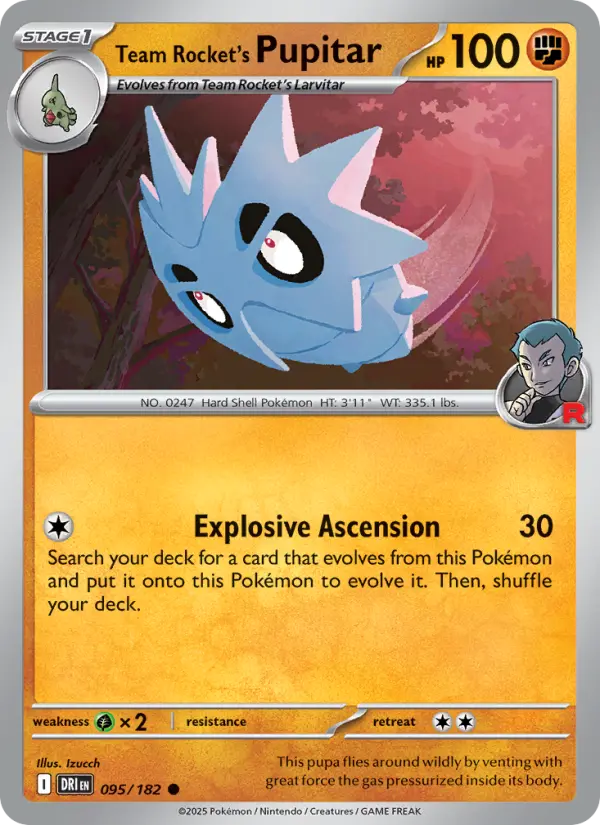 Team Rocket's Pupitar Common Pokemon card #095 from Destined Rivals