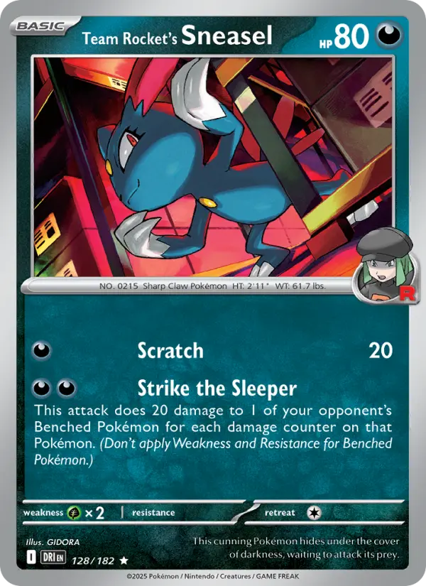 Team Rocket's Sneasel Rare Pokemon card #128 from Destined Rivals
