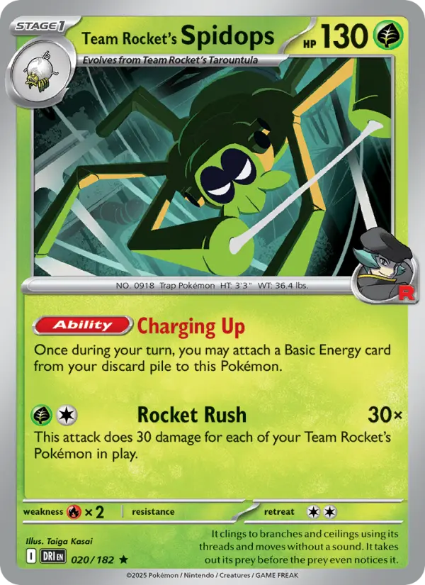 Team Rocket's Spidops Rare Pokemon card #020 from Destined Rivals