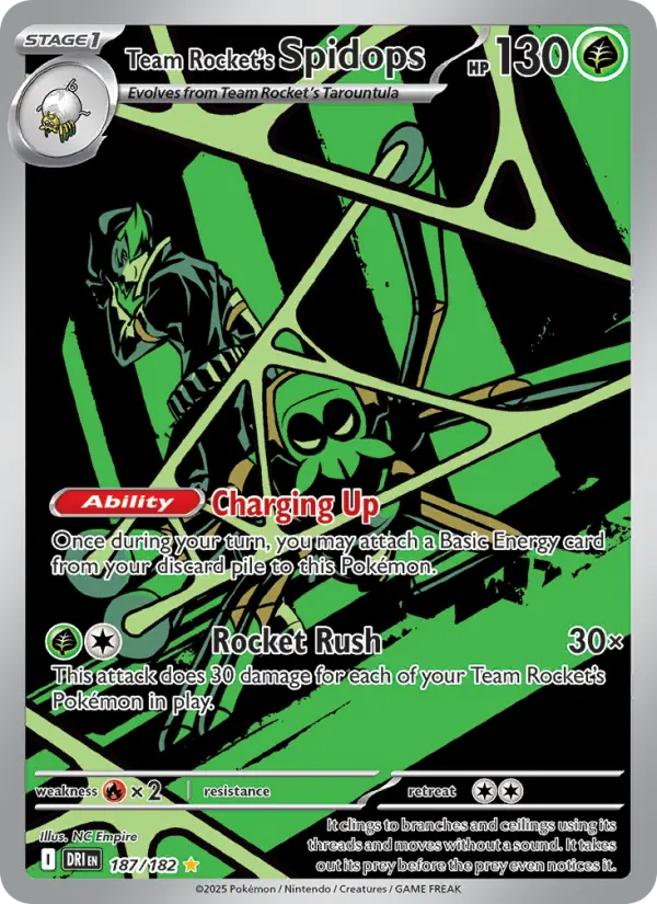 Team Rocket's Spidops Illustration rare Pokemon card #187 from Destined Rivals