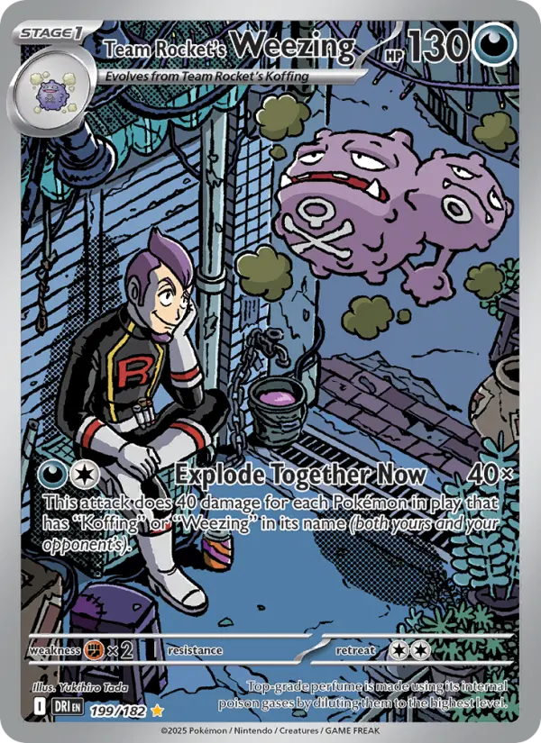 Team Rocket's Weezing Illustration rare Pokemon card #199 from Destined Rivals