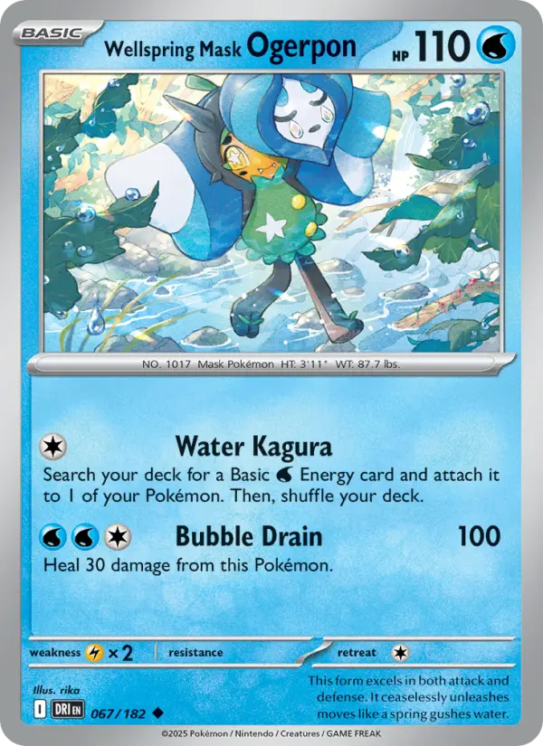 Wellspring Mask Ogerpon Uncommon Pokemon card #067 from Destined Rivals