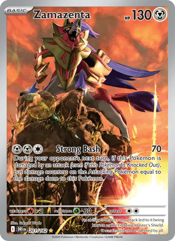 Zamazenta Illustration rare Pokemon card #201 from Destined Rivals