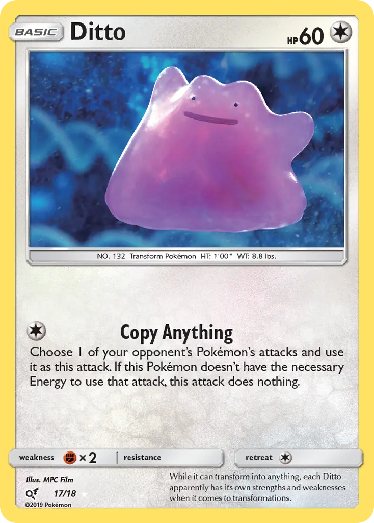 Ditto Ultra Rare Pokemon card #17 from Detective Pikachu