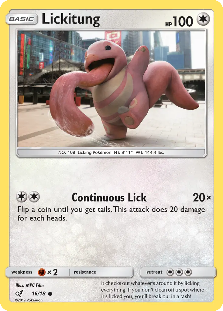 Lickitung Common Pokemon card #16 from Detective Pikachu