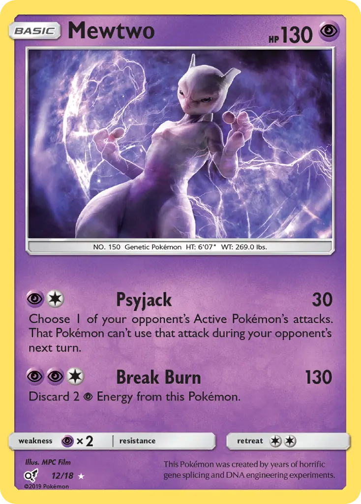 Mewtwo Ultra Rare Pokemon card #12 from Detective Pikachu