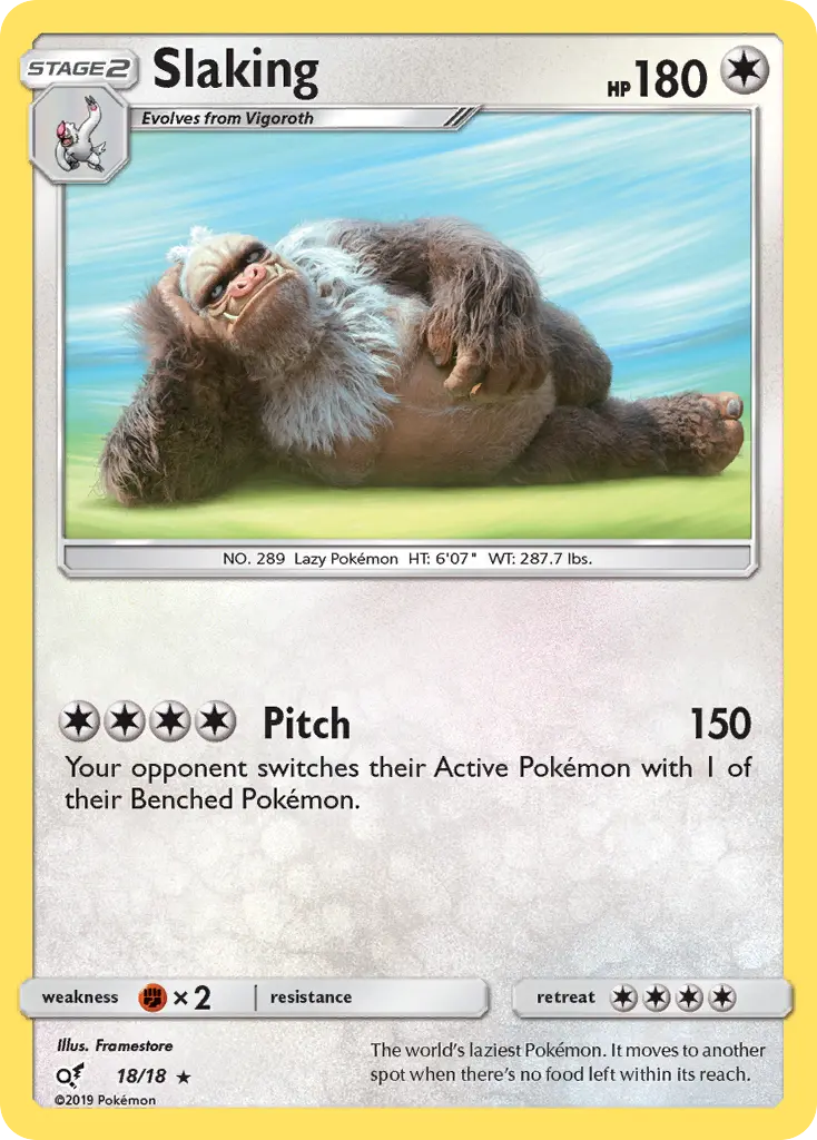 Slaking Rare Pokemon card #18 from Detective Pikachu