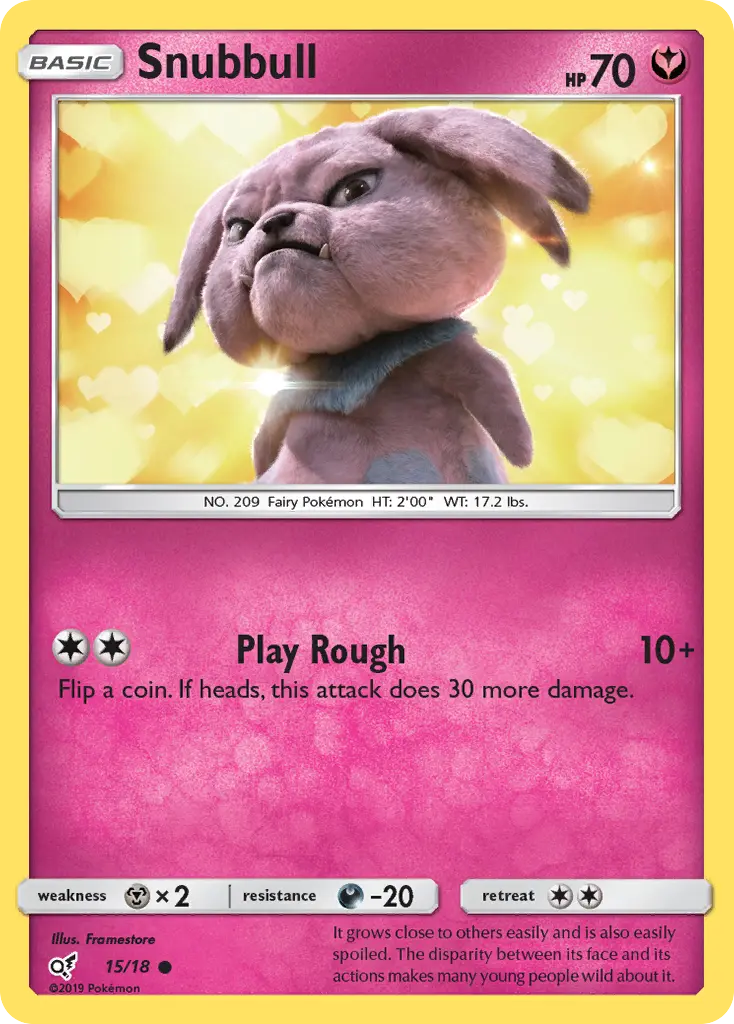 Snubbull Common Pokemon card #15 from Detective Pikachu