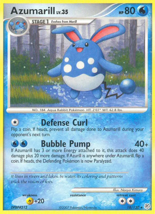 Azumarill Rare Pokemon card #18 from Diamond & Pearl