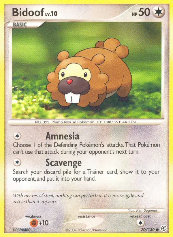 Bidoof Common Pokemon card #70 from Diamond & Pearl