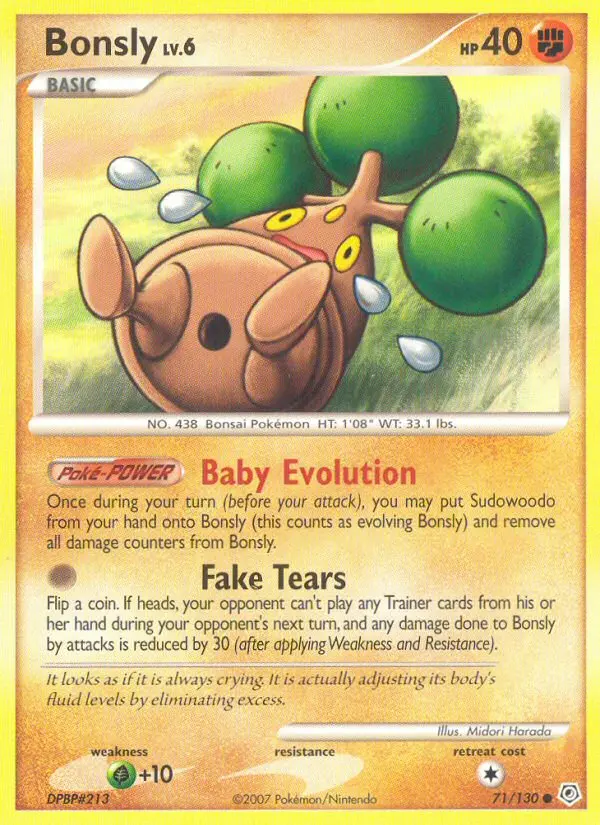 Bonsly Common Pokemon card #71 from Diamond & Pearl