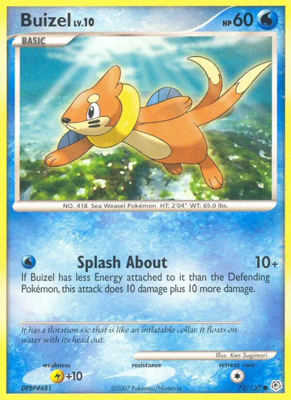 Buizel Common Pokemon card #72 from Diamond & Pearl