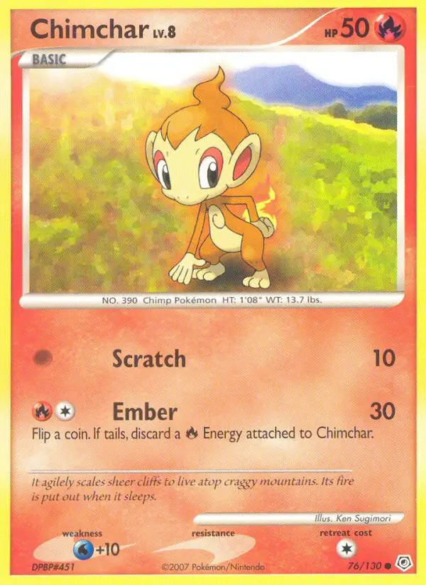 Chimchar Common Pokemon card #76 from Diamond & Pearl