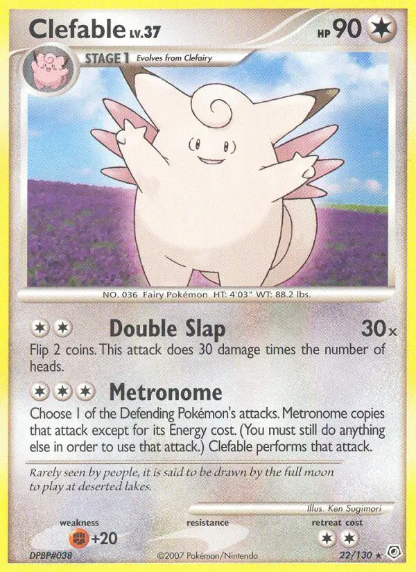 Clefable Rare Pokemon card #22 from Diamond & Pearl