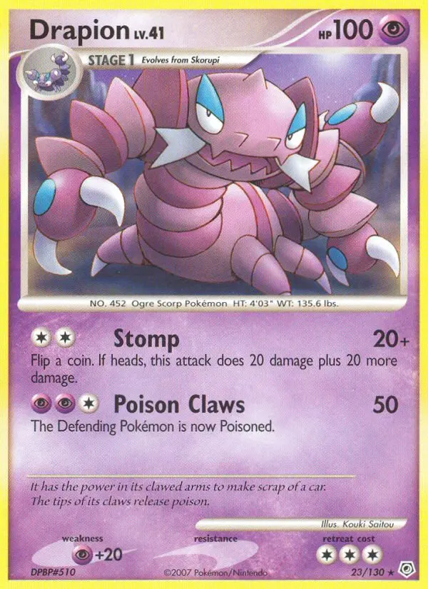 Drapion Rare Pokemon card #23 from Diamond & Pearl