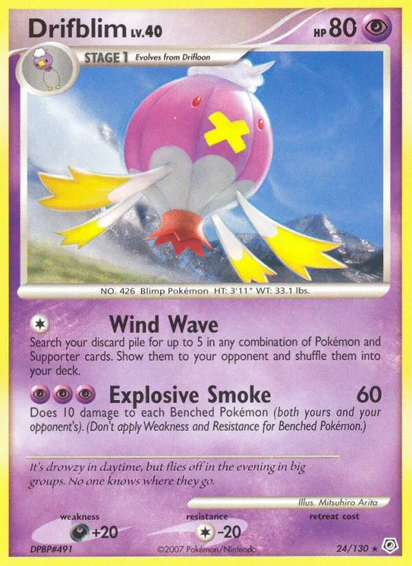 Drifblim Rare Pokemon card #24 from Diamond & Pearl