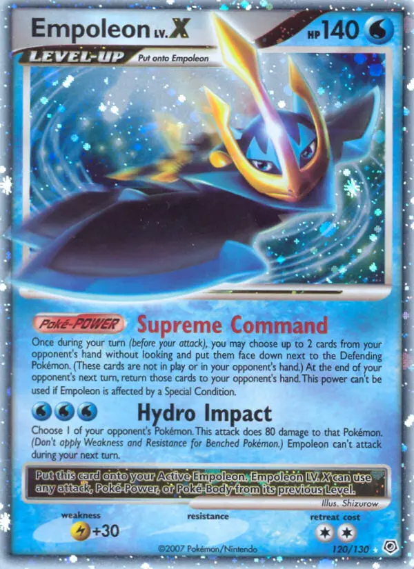 Empoleon Rare Holo LV.X Pokemon card #120 from Diamond & Pearl
