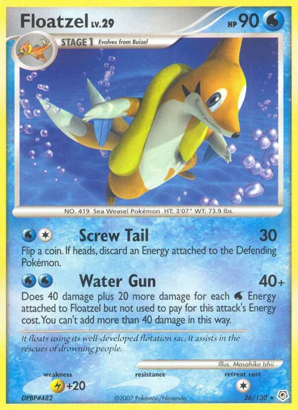 Floatzel Rare Pokemon card #26 from Diamond & Pearl