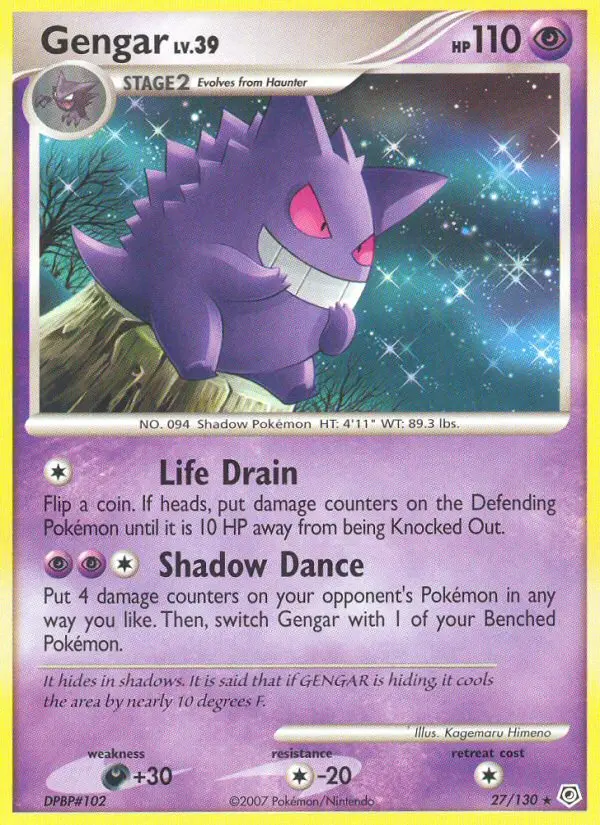 Gengar Rare Pokemon card #27 from Diamond & Pearl